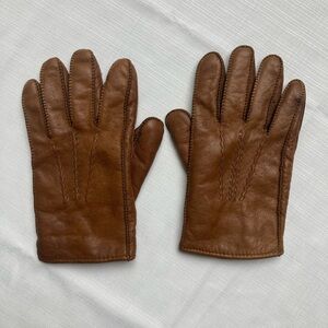 1970's Vintage Men's Leather Driving Gloves, Fleece Lined, Brown, Size Large